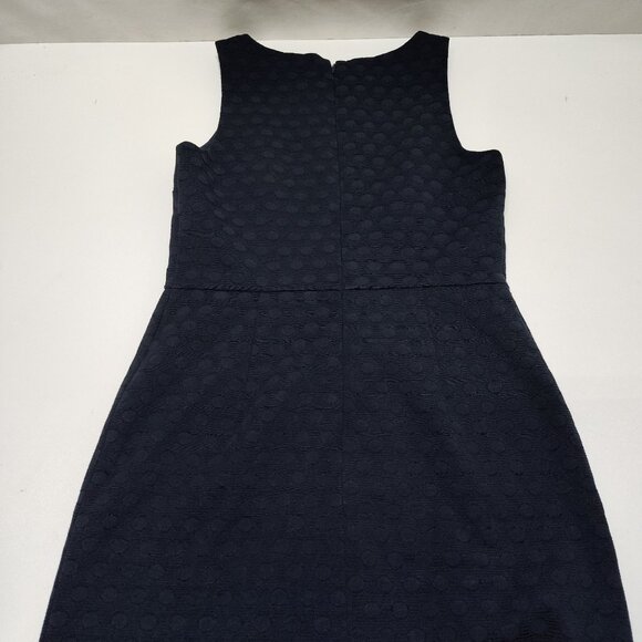 Banana Republic Jacquard Sheath Dress Size 4 Sleeveless Knee Length Lined Navy - Picture 6 of 14